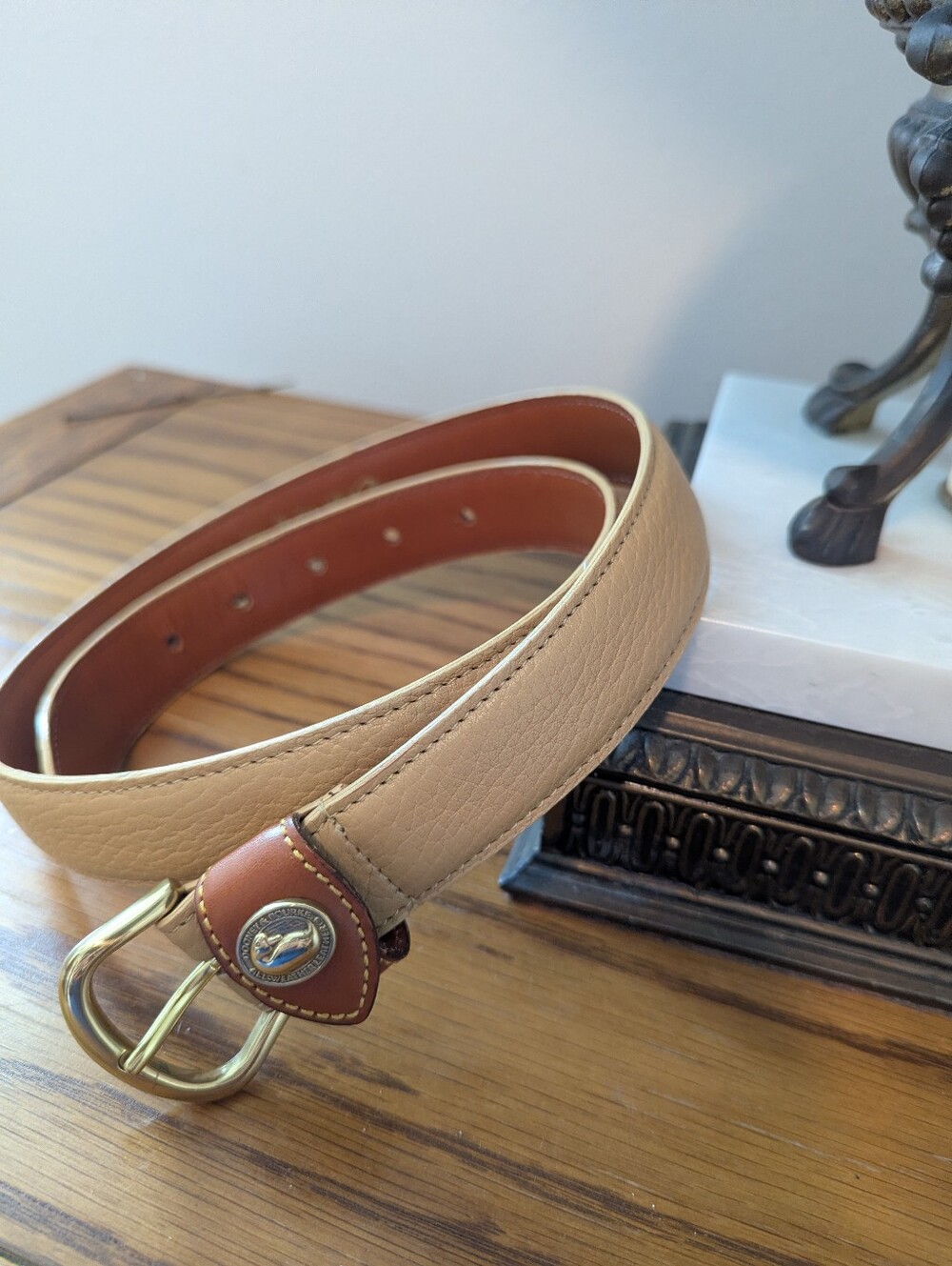 Vintage Dooney & Bourke All-Weather Leather Belt - Wheat, Size Medium (30-32) - Picture 4 of 7
